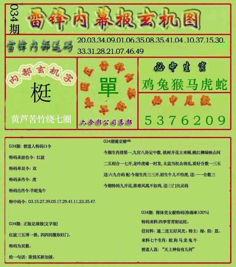 2025034期雷锋玄机报(新上市)